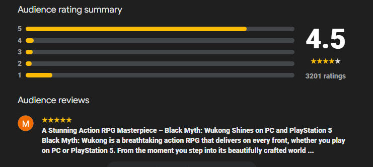 Black Myth Wukong Positive Reviews